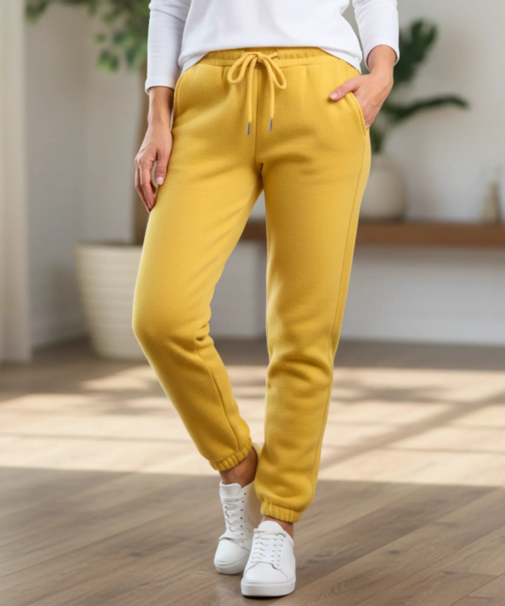 Comprar calça moletom feminina forrada fleece jogger peluciada inverno cintura alta cordão térmica barato ou em promoção  ZARA