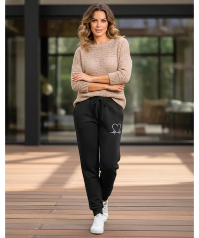 Comprar calça moletom feminina peluciada forrada fleece térmica inverno cintura elástico cordão bolsos barato ANELLIMN

