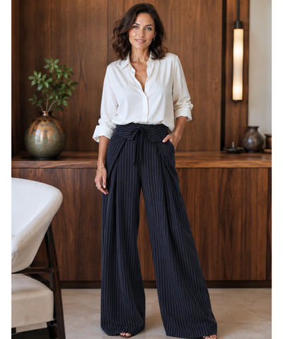 Calça Pantalona Feminina Cintura Alta com Cinto | Talis