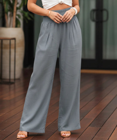 Comprar calça pantalona feminina fluida cós franzido elástico com bolsos leve para o verão em promoção ZARA