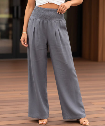 Comprar calça pantalona feminina fluida cós franzido elástico com bolsos leve para o verão em promoção ZARA