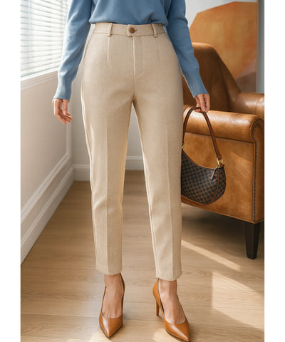 Comprar calça social feminina lã bege premium alfaiataria elegante esporte fino barato em promoção ZARA

