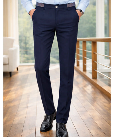 Comprar calça social masculina slim fit elastano anti-rugas confortável trabalho escritório em promoção ANELLIMN