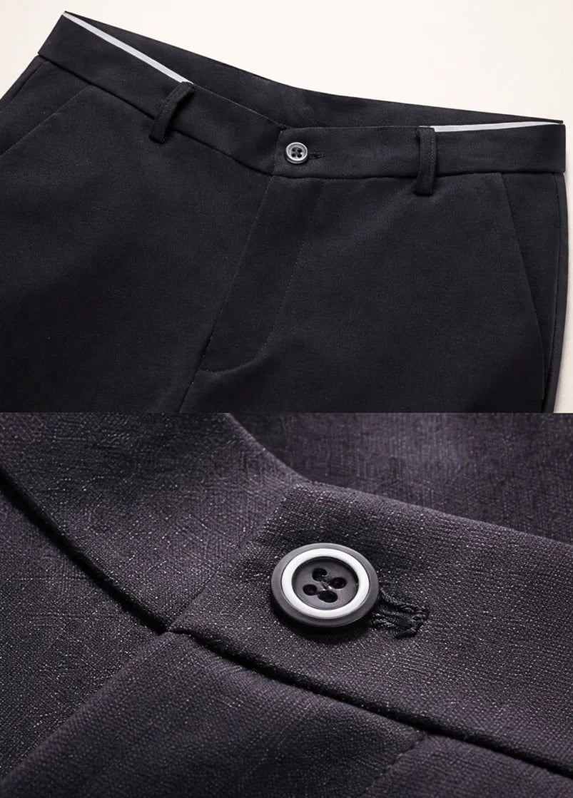 Comprar calça social masculina slim fit elastano anti-rugas confortável trabalho escritório em promoção ANELLIMN