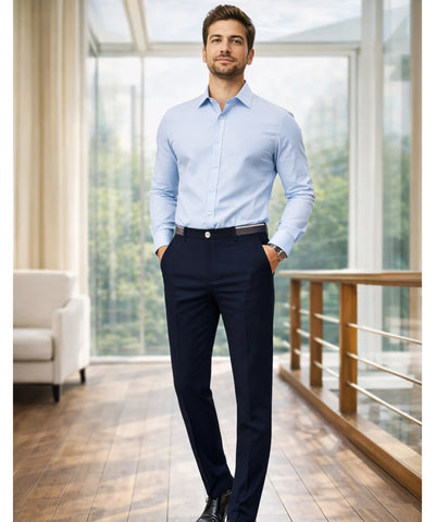 Comprar calça social masculina slim fit elastano anti-rugas confortável trabalho escritório em promoção ANELLIMN