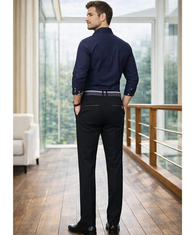 Comprar calça social masculina slim fit elastano anti-rugas confortável trabalho escritório em promoção ANELLIMN