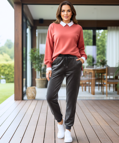 Comprar calça veludo feminina forrada jogger fleece térmica inverno cintura alta cordão bolsos em promoção  ZARA
