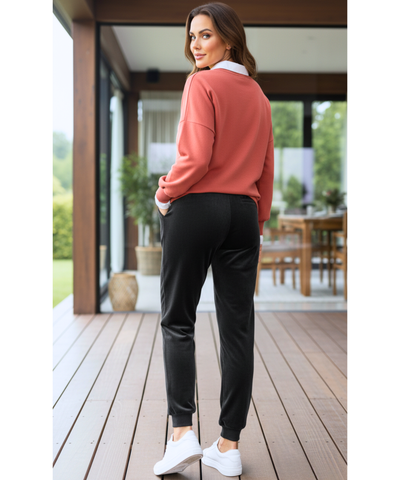 Comprar calça veludo feminina forrada jogger fleece térmica inverno cintura alta cordão bolsos em promoção  ZARA
