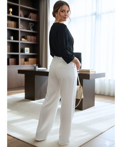 Calça Wide Leg Alfaiataria Feminina com Pregas Premium | Celi