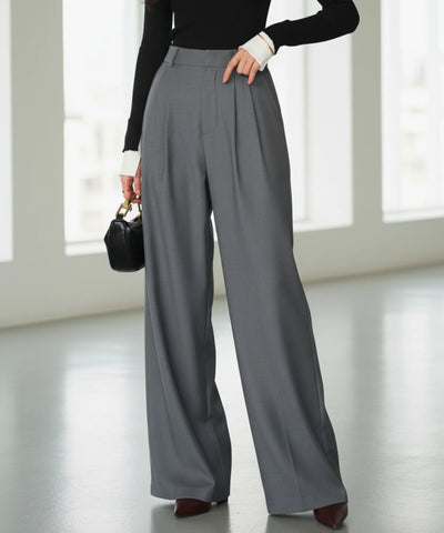 Comprar calça wide leg alfaiataria feminina cinza com pregas cintura alta para trabalho barato ou em promoção ZARA
