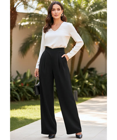 Calça Wide Leg Alfaiataria Feminina com Pregas Premium | Belle