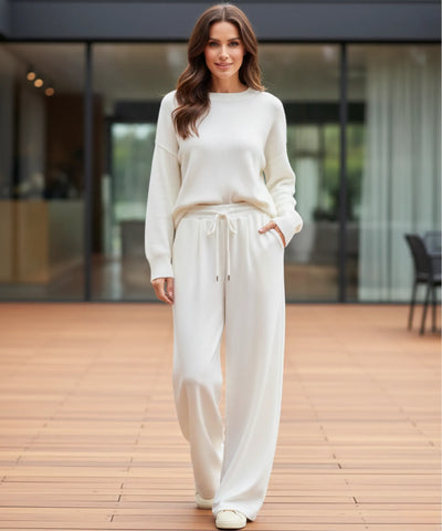 Comprar calça wide leg moletom feminina forrada fleece streetwear cintura alta cordão casual em promoção ZARA