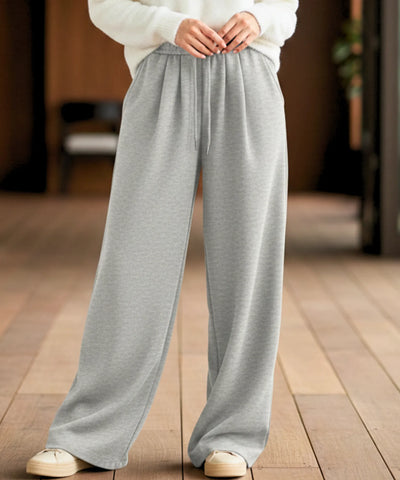 Calça Wide Leg Moletom Feminina Forrada Streetwear Casual | Braza