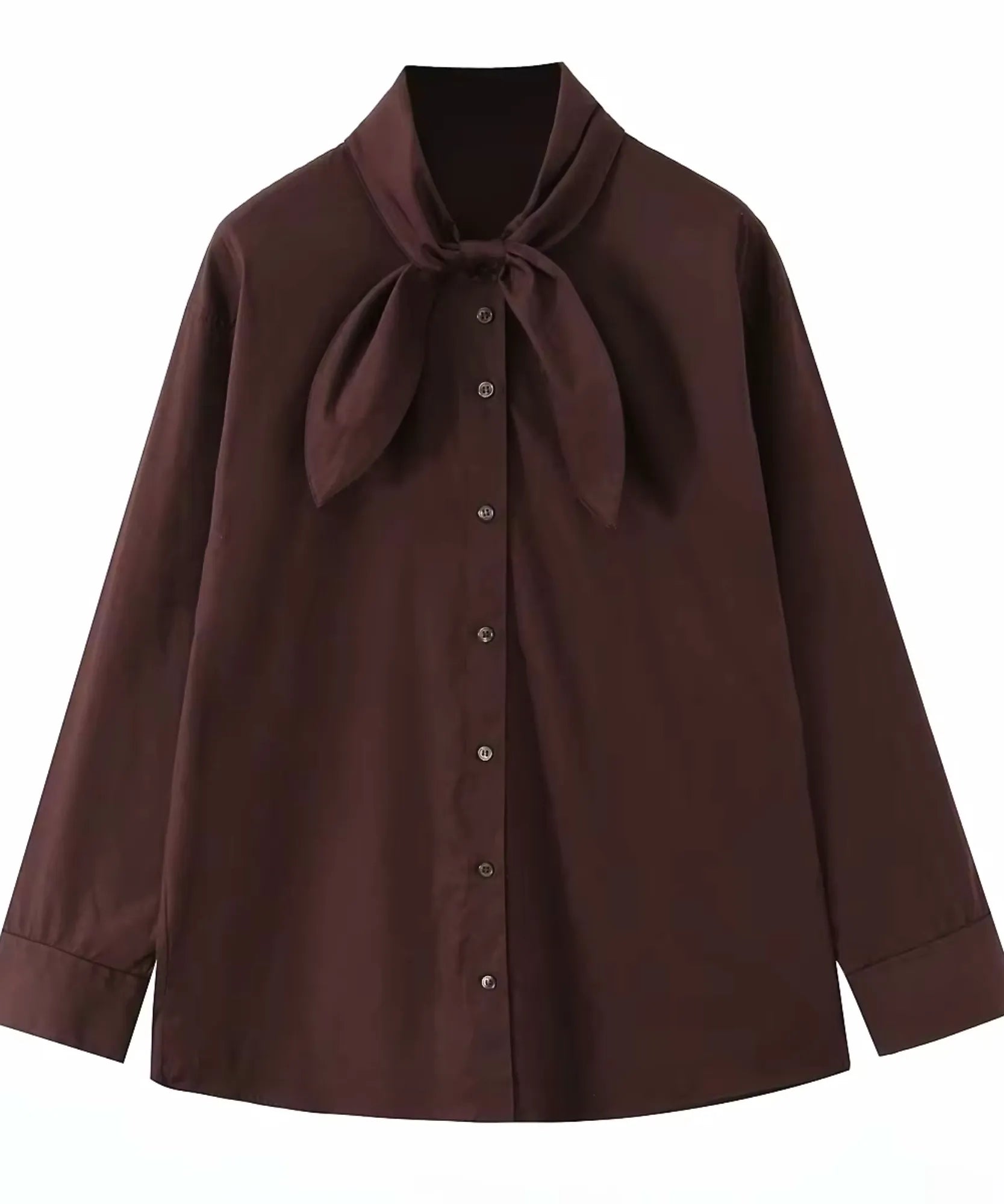 Comprar camisa com laço de algodão marrom em promoção Anellimn