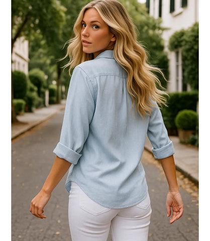 Camisa Feminina Manga Longa de Linho com Algodão Elegante | Tessi