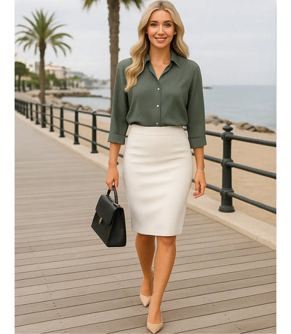 Camisa Feminina Manga Longa de Linho com Algodão Elegante | Tessi