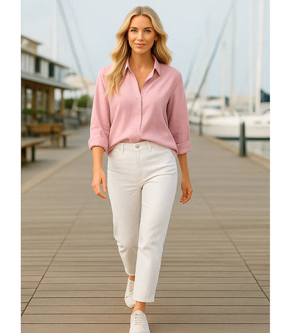 Camisa Feminina Manga Longa de Linho com Algodão Elegante | Tessi