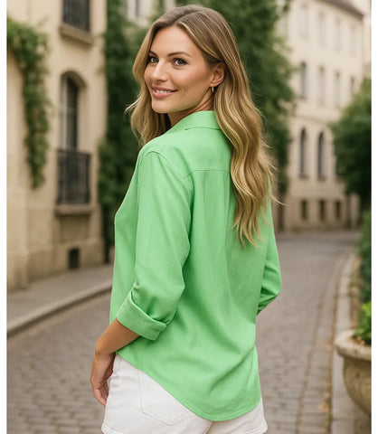 Camisa Feminina Manga Longa de Linho com Algodão Elegante | Tessi