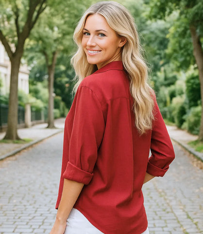 Camisa Feminina Manga Longa de Linho com Algodão Elegante | Tessi