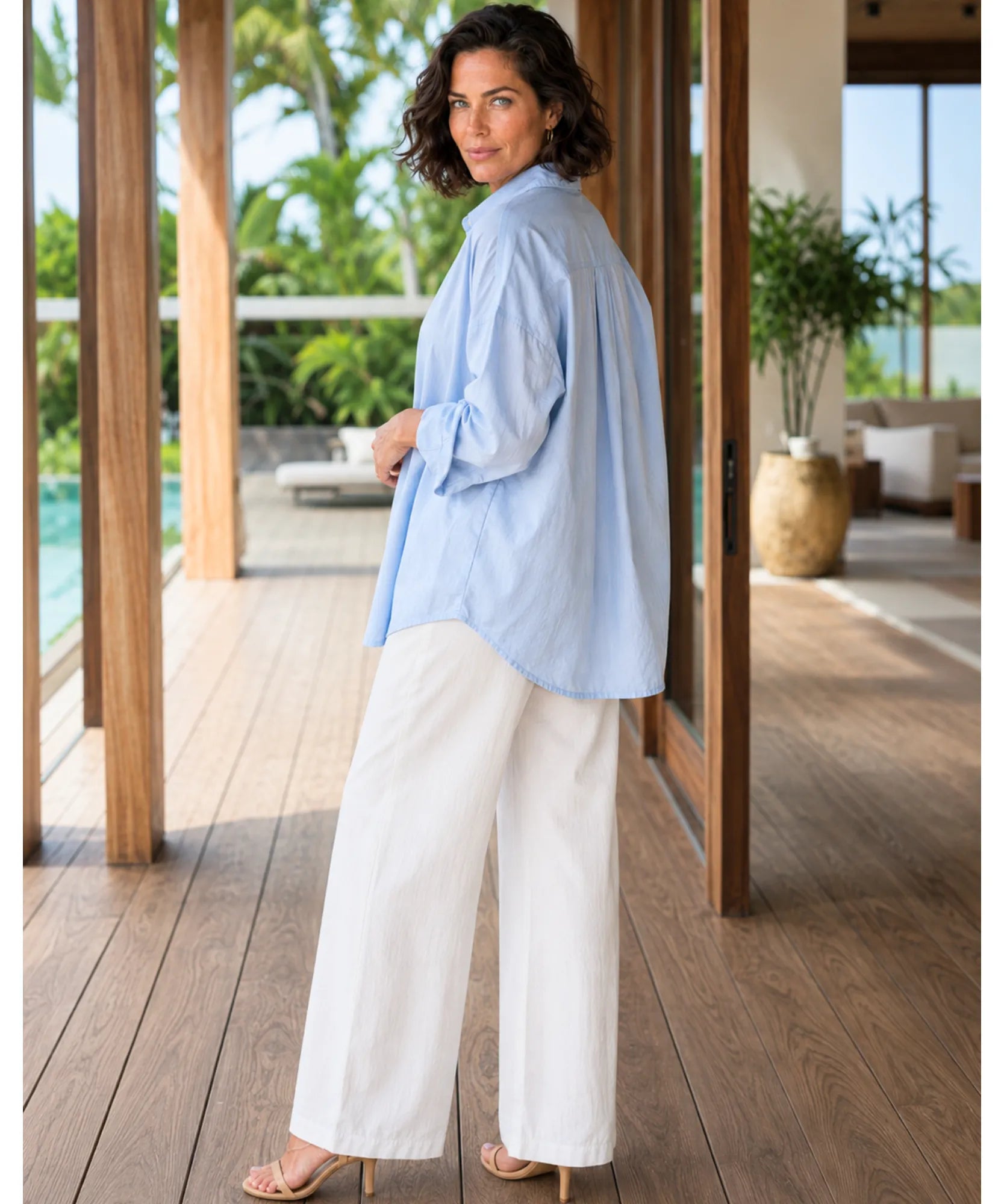 Comprar camisa de algodão feminina oversized com manga longa para looks casuais ou ambiente profissional em promoção ANELLIMN