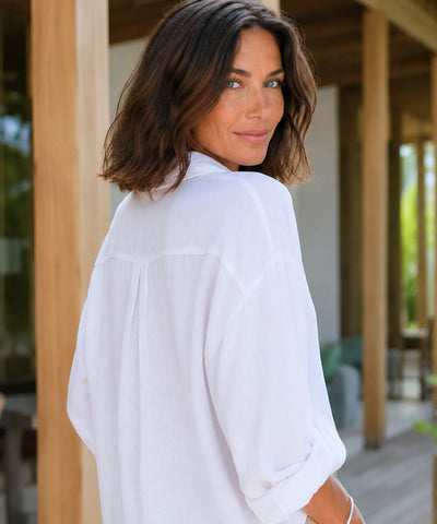 Comprar camisa de algodão feminina oversized com manga longa para looks casuais ou ambiente profissional em promoção ANELLIMN
