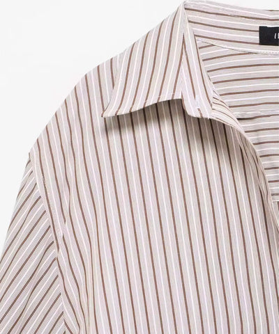 Comprar camisa listrada feminina bege em promoção Anellimn