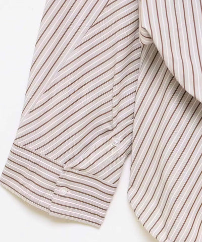 Comprar camisa listrada feminina bege em promoção Anellimn