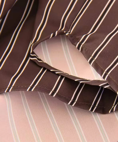 Comprar camisa listrada feminina marrom em promoção Anellimn