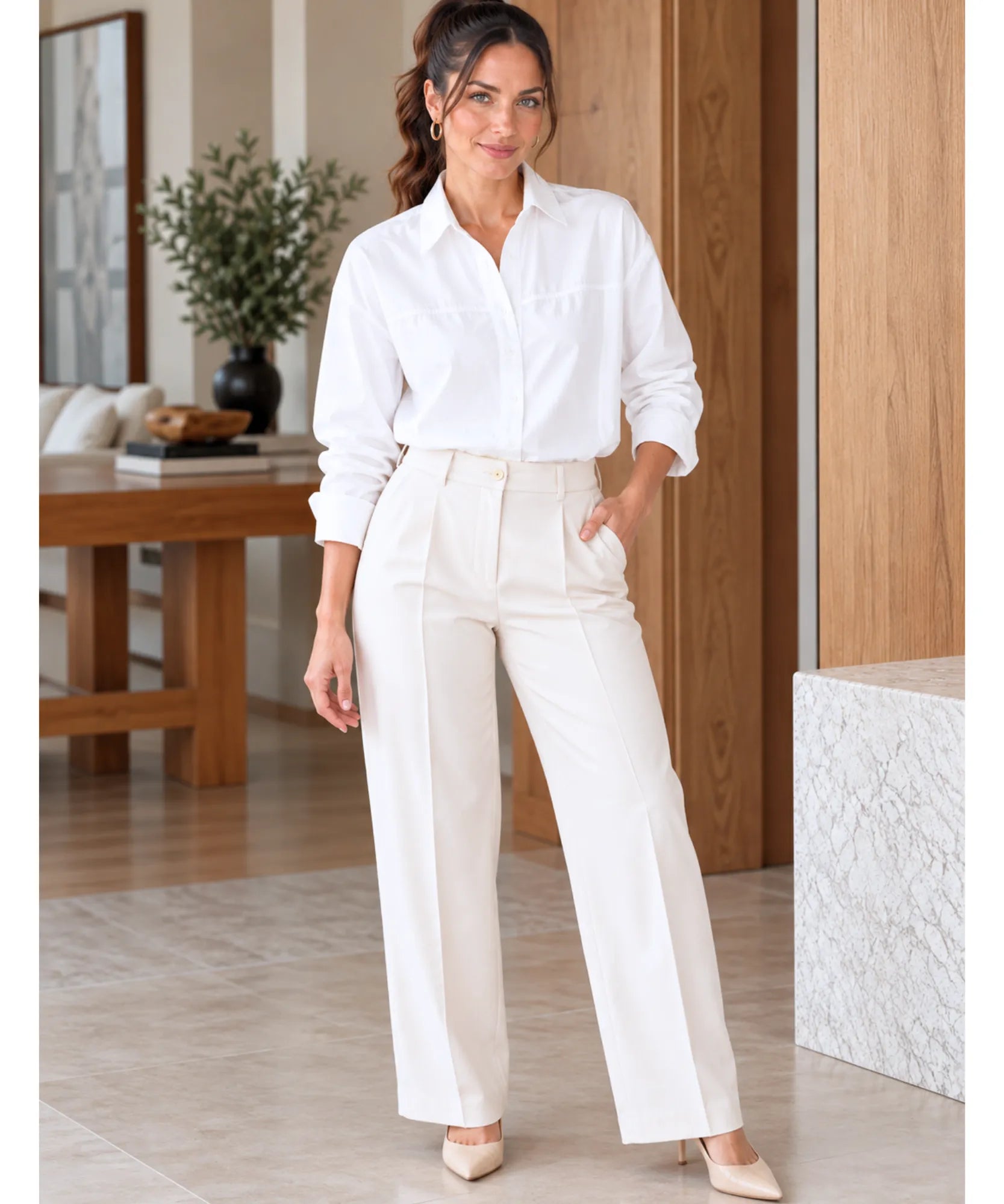 Comprar camisa manga longa feminina branca em promoção Anellimn