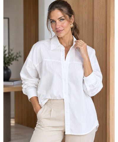 Comprar camisa manga longa feminina branca em promoção Anellimn
