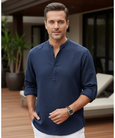 Comprar camisa masculina algodão linho respirável casual trabalho premium confortável barato promoção ZARA