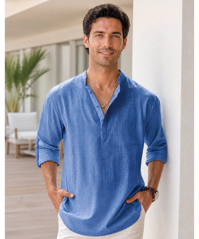 Comprar camisa masculina algodão linho respirável casual trabalho premium confortável barato promoção ZARA