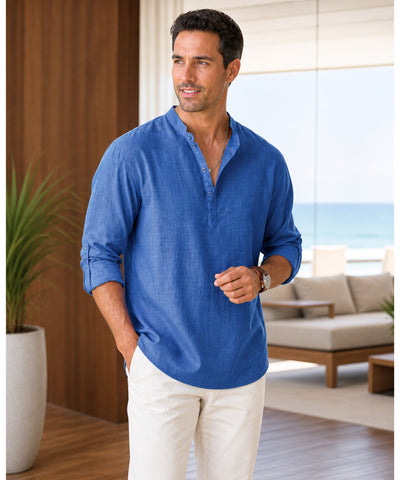 Comprar camisa masculina algodão linho respirável casual trabalho premium confortável barato promoção ZARA