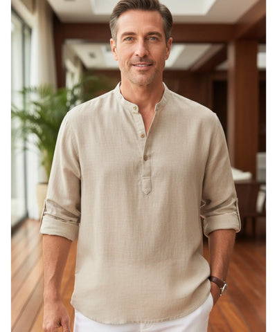Comprar camisa masculina algodão linho respirável casual trabalho premium confortável barato promoção ZARA