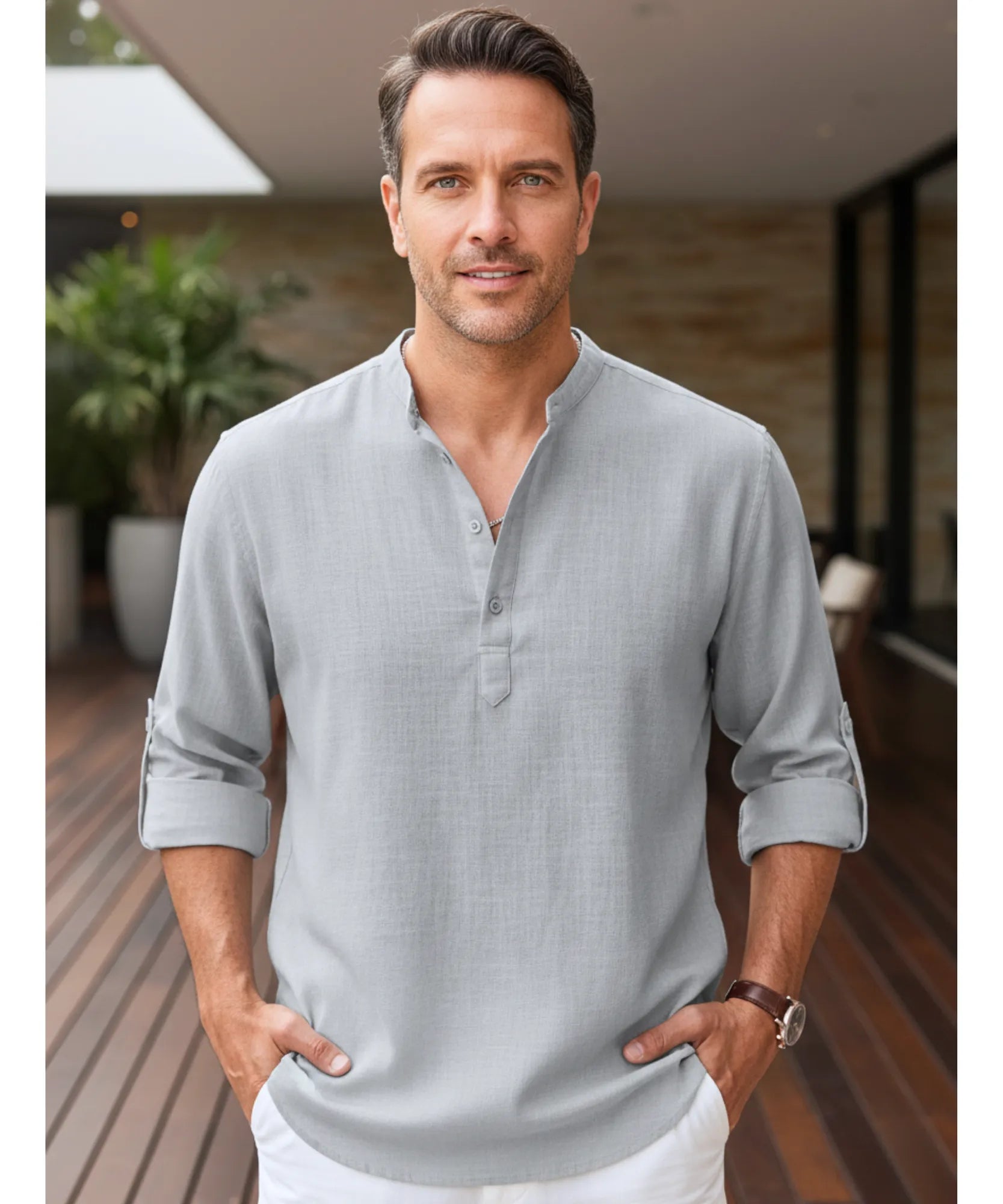Comprar camisa masculina algodão linho respirável casual trabalho premium confortável barato promoção ZARA