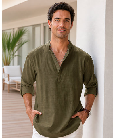 Comprar camisa masculina algodão linho respirável casual trabalho premium confortável barato promoção ZARA