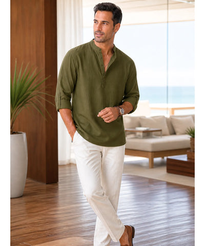 Comprar camisa masculina algodão linho respirável casual trabalho premium confortável barato promoção ZARA
