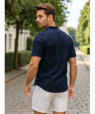 Camisa Masculina Linho Manga Curta Respirável Premium | Aiko