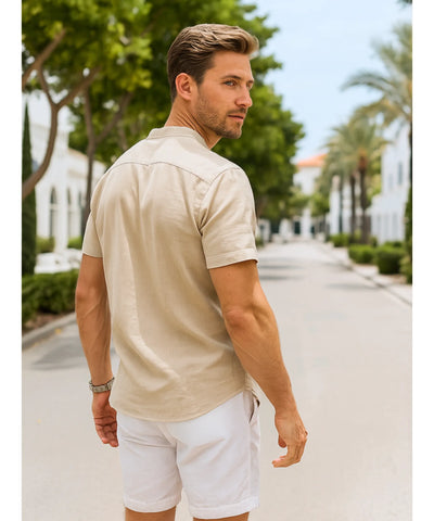 Camisa Masculina Linho Manga Curta Respirável Premium | Aiko