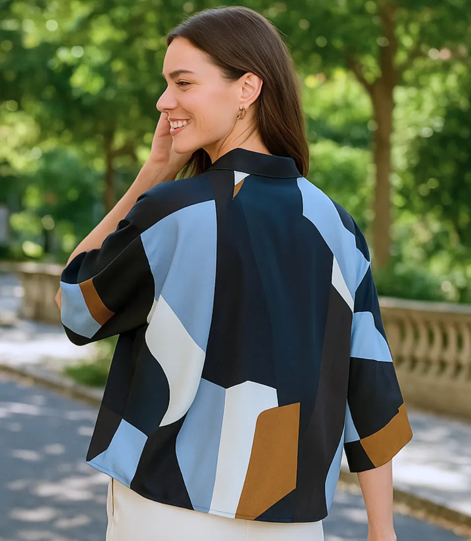Comprar camisa oversized feminina estampada para look casual elegante em promoção ZARA

