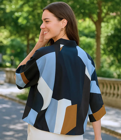 Comprar camisa oversized feminina estampada para look casual elegante em promoção ZARA
