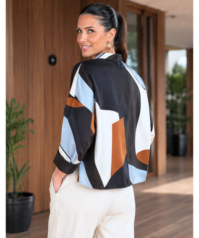 Comprar camisa oversized feminina estampada para look casual elegante em promoção ANELLIMN