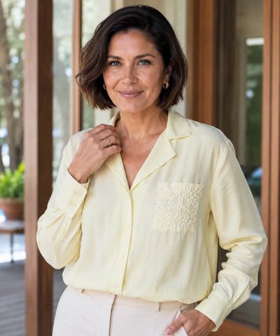 Camisa Social Feminina Manga Longa Viscose Elegante | Sofia