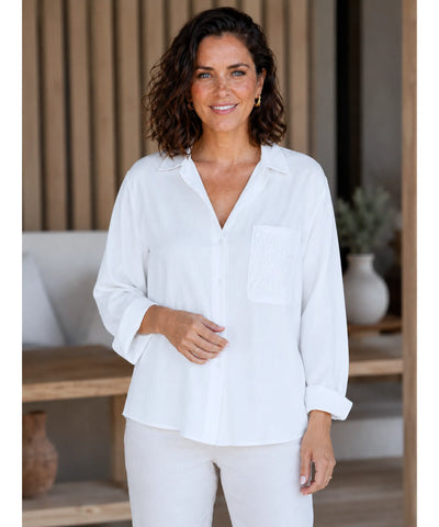 Camisa Social Feminina Manga Longa Viscose Elegante | Sofia