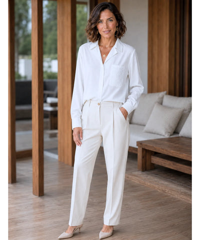 Camisa Social Feminina Manga Longa Viscose Elegante | Sofia