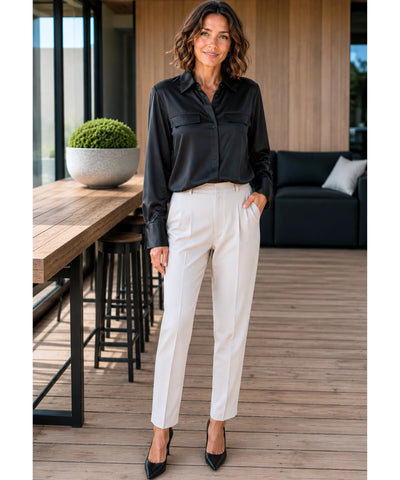 Comprar camisa social feminina em seda elegante para trabalho, reuniões ou eventos sofisticados com caimento impecável barato ANELLIMN