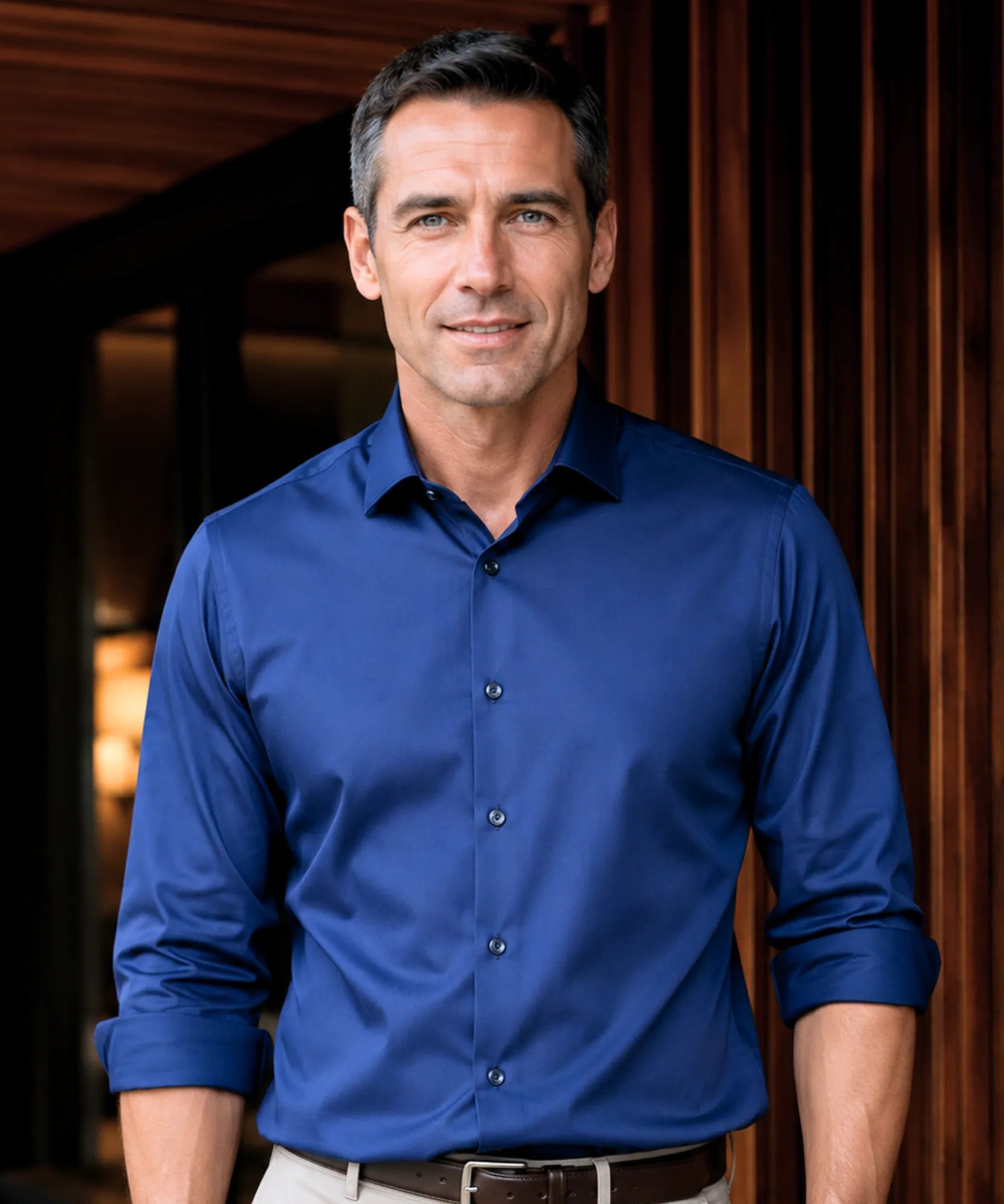 Comprar camisa social masculina tecnologia antirrugas 3D slim fit respirável trabalho executivo premium barato ZARA