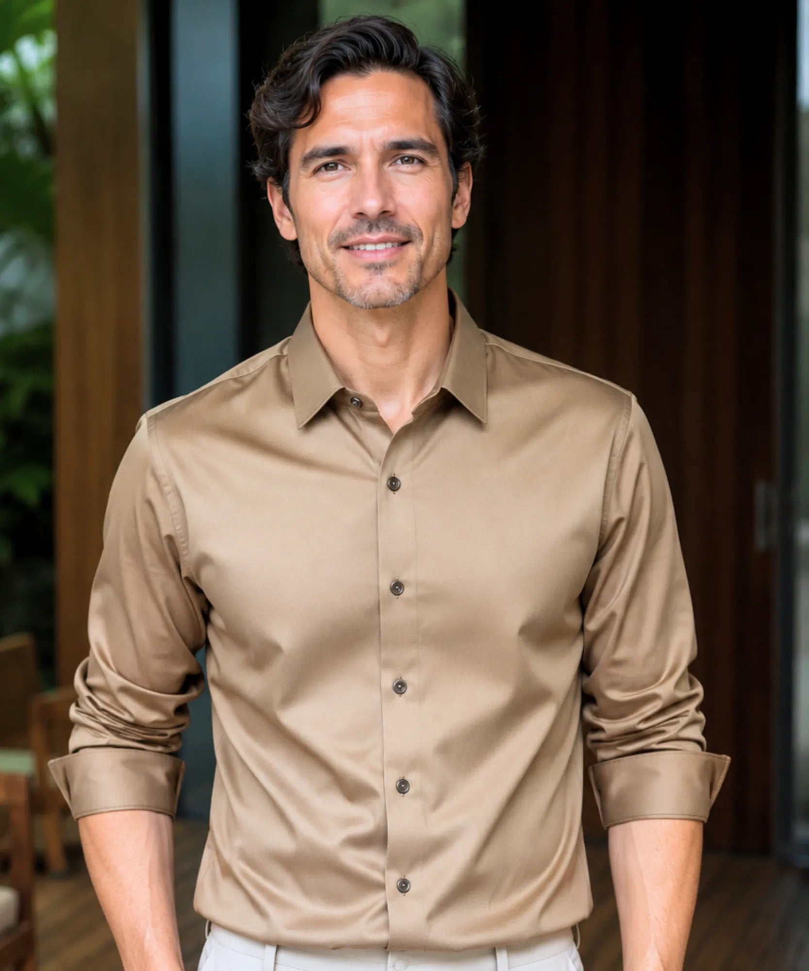 Comprar camisa social masculina tecnologia antirrugas 3D slim fit respirável trabalho executivo premium barato ZARA