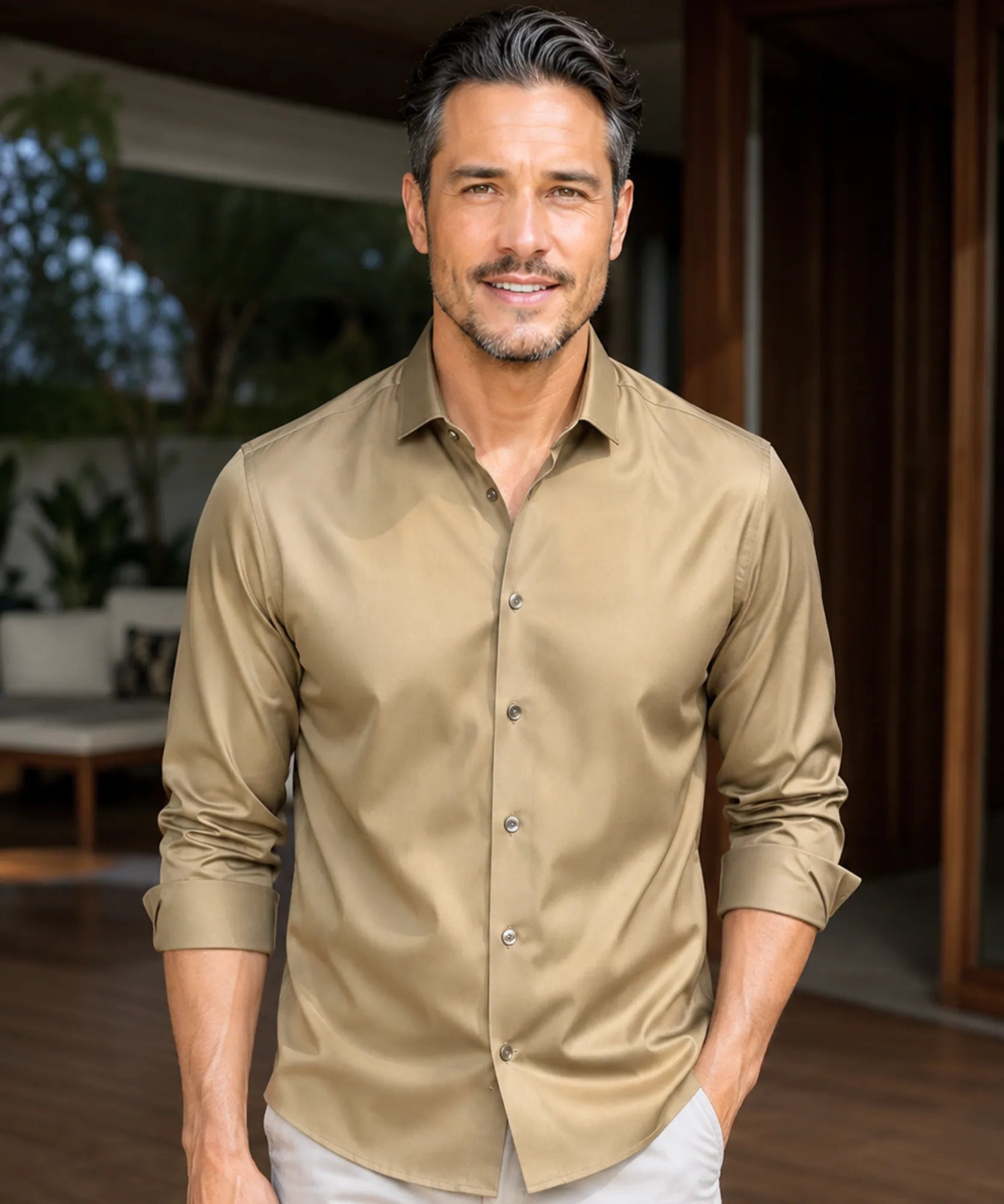 Comprar camisa social masculina tecnologia antirrugas 3D slim fit respirável trabalho executivo premium barato ZARA