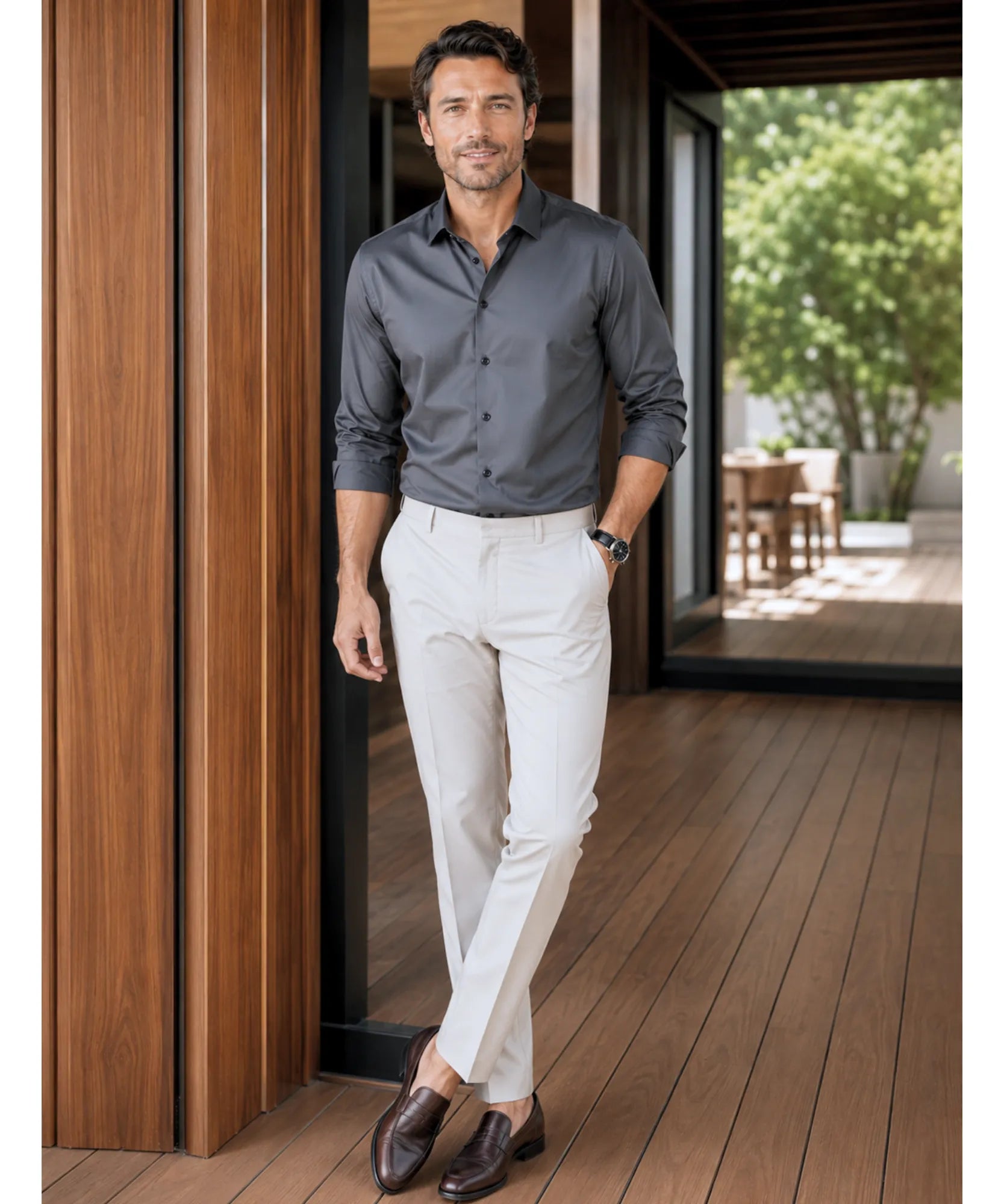 Comprar camisa social masculina tecnologia antirrugas 3D slim fit respirável trabalho executivo premium barato ZARA